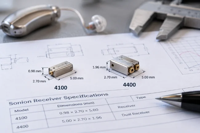 Sonion Receiver Specifications and Dimensions