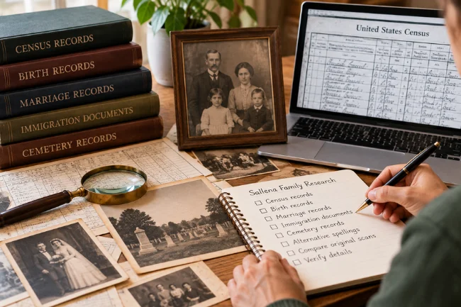 Sallena family name genealogy research