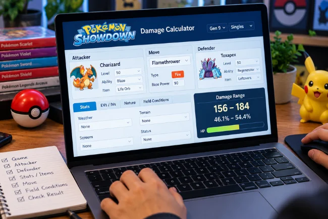 Calculate Pokemon Damage using Pokémon Showdown calculator