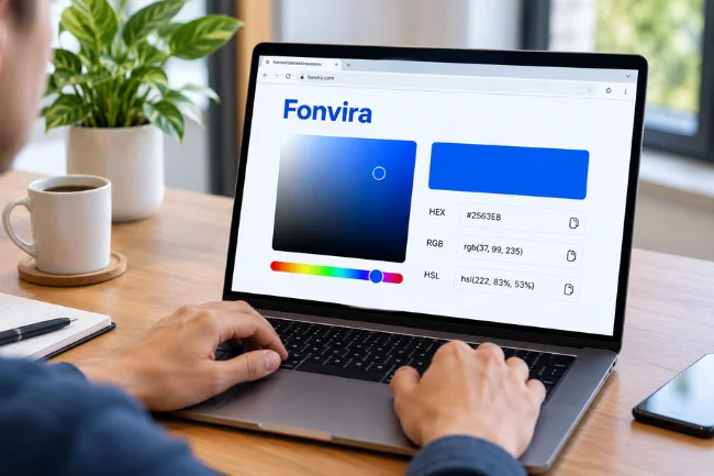 Fonvira color conversion tool on laptop