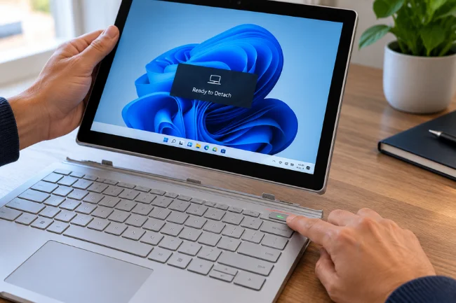 Detach Button Surface Book correct use and safe screen removal