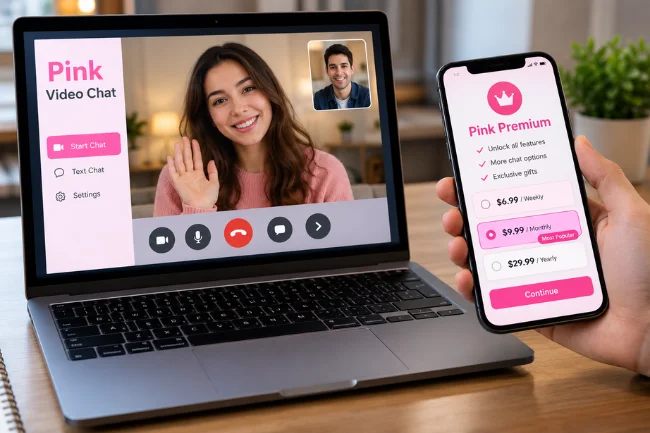 Pink Video Chat free calls and premium pricing