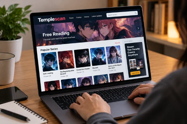 Templescan free manhwa reading on laptop