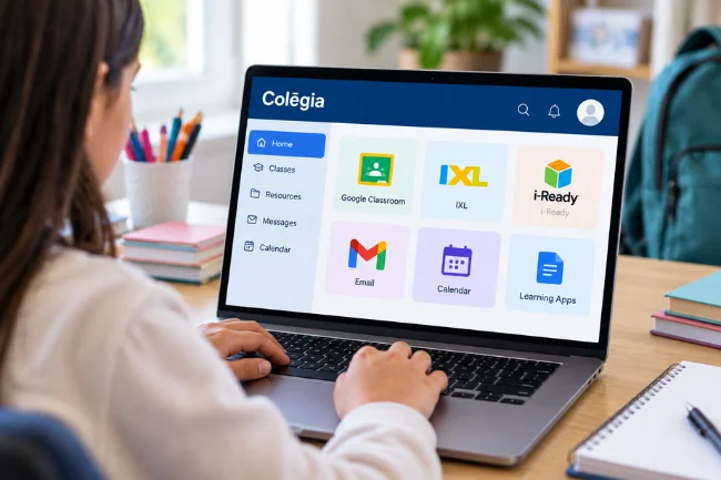 Colēgia dashboard with educational apps