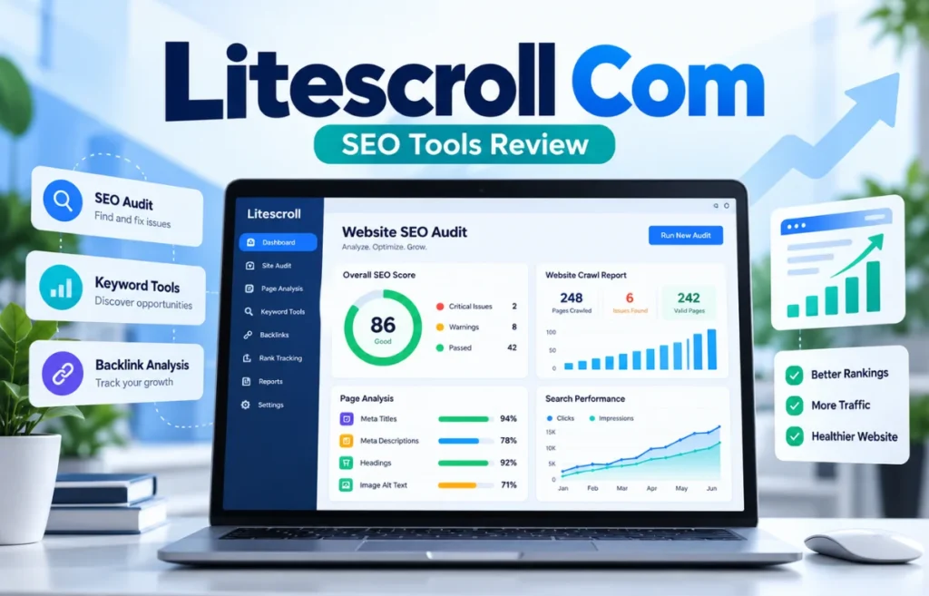 Litescroll.com SEO audit dashboard