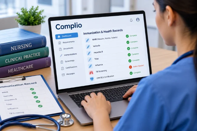 Complio immunization and health record tracking dashboard