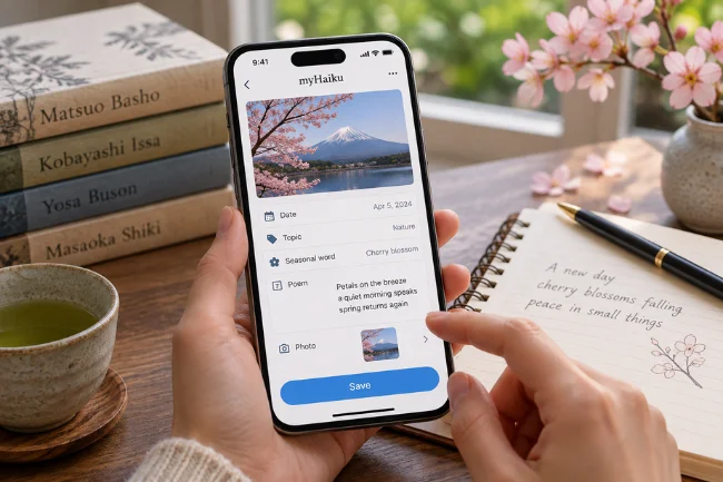 MyHaiku app on iPhone for writing haiku poems