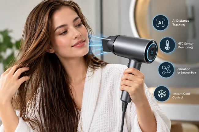 Hair Dryer for Oily Hair with AI temperature control