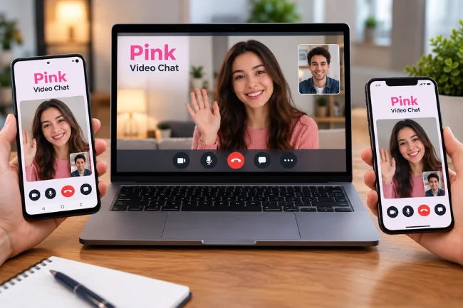 Pink Video Chat on Android, iPhone and desktop