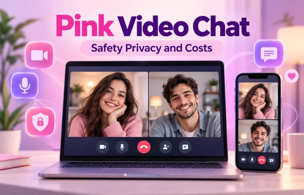 Pink Video Chat on laptop and smartphone