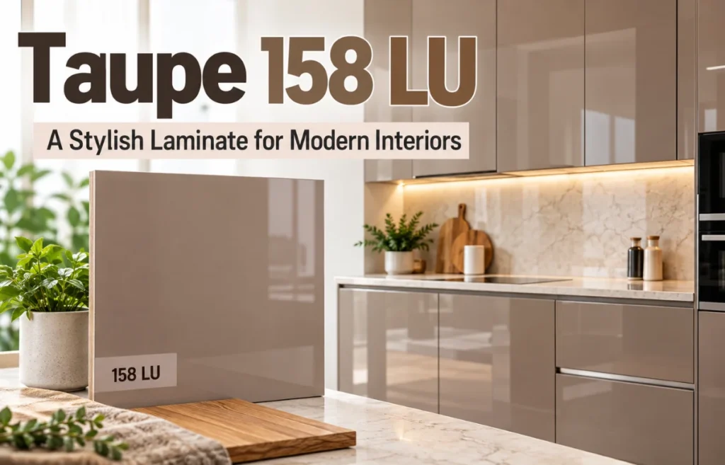 Taupe 158 LU glossy laminate kitchen cabinets