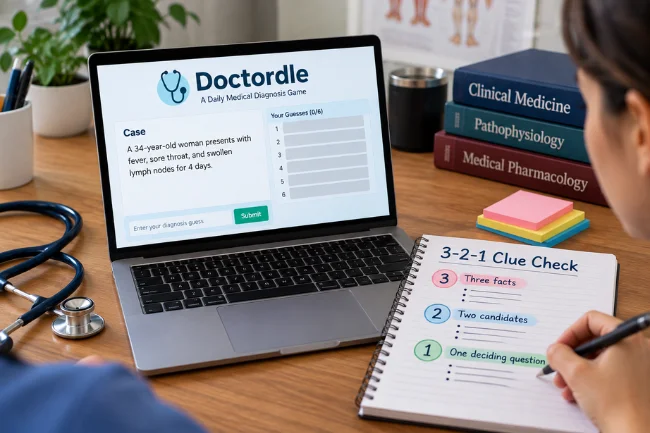 Doctordle 3-2-1 clue check strategy