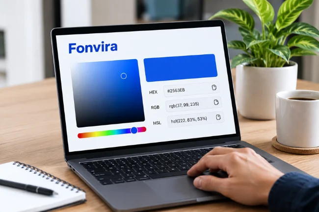 Fonvira color picker features on laptop