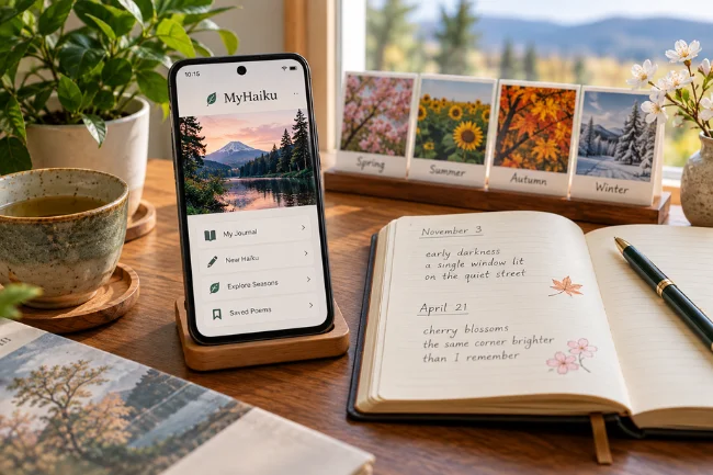 MyHaiku app for mindful journaling and seasonal poems