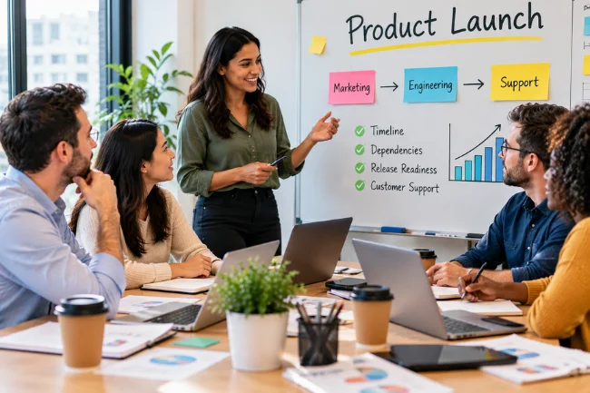 Timsko team planning a product launch