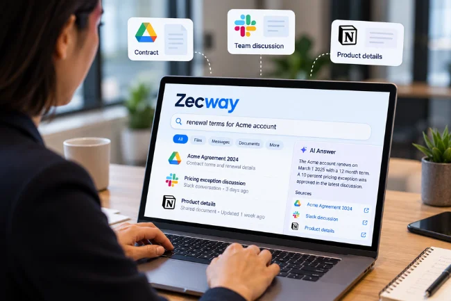 Zecway AI search for sales and customer success