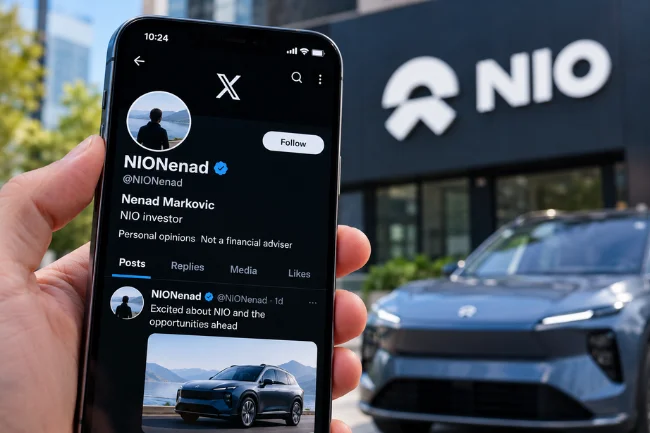 NIONenad X account and NIO investor profile