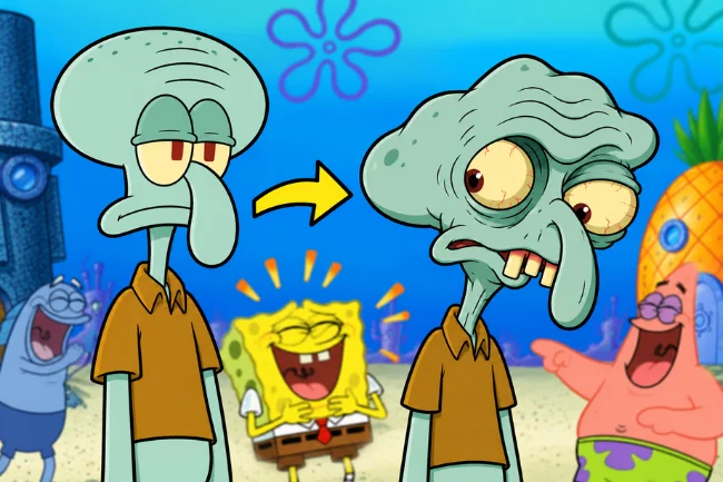 Inbredward meme showing funny Squidward transformation